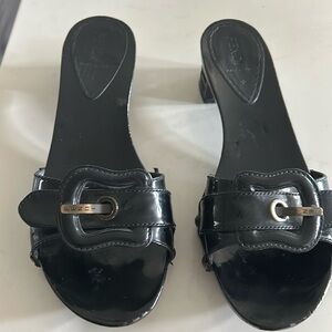 Fendi Patent Leather Mule Sandals
